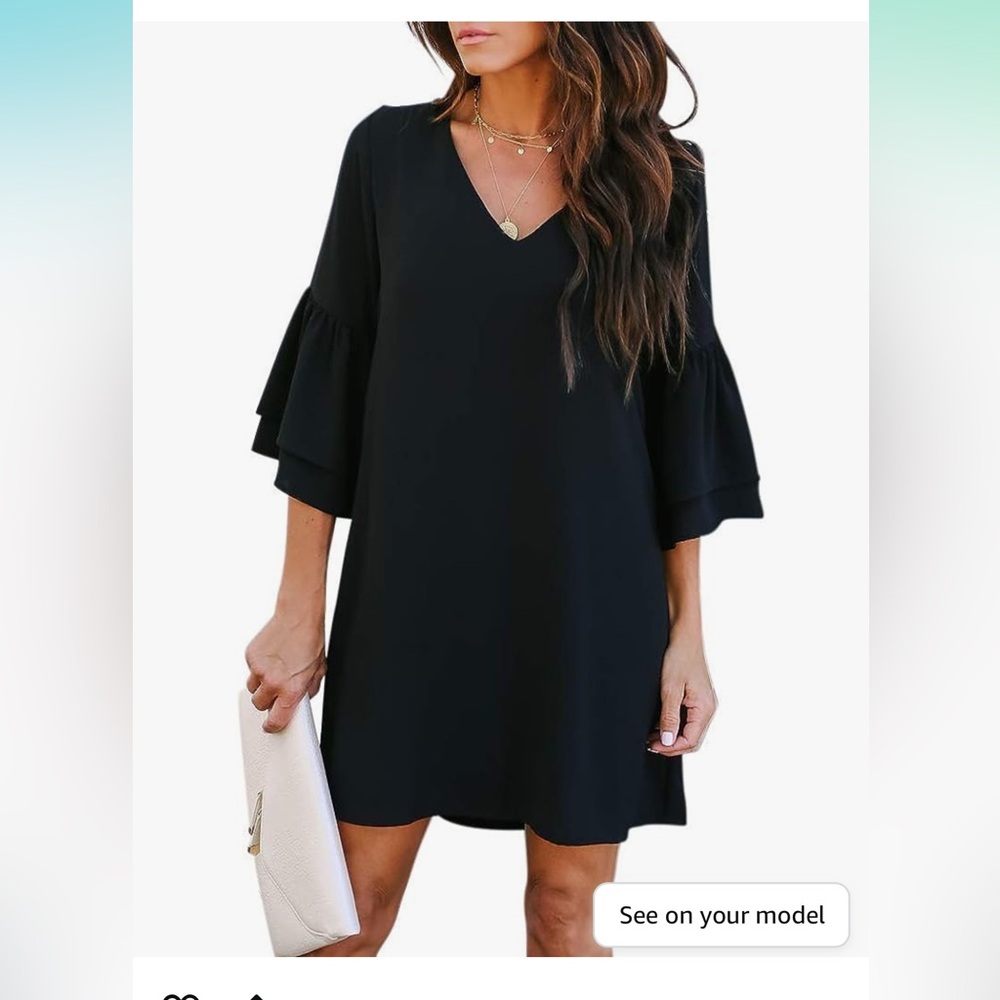 Little Black mini dress with bell sleeves